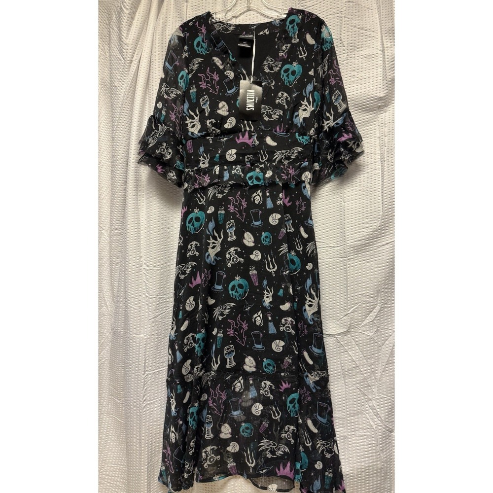 Boxlunch Disney Villains Icons Allover Print Dress‎ Evil Queen Maleficent Size S